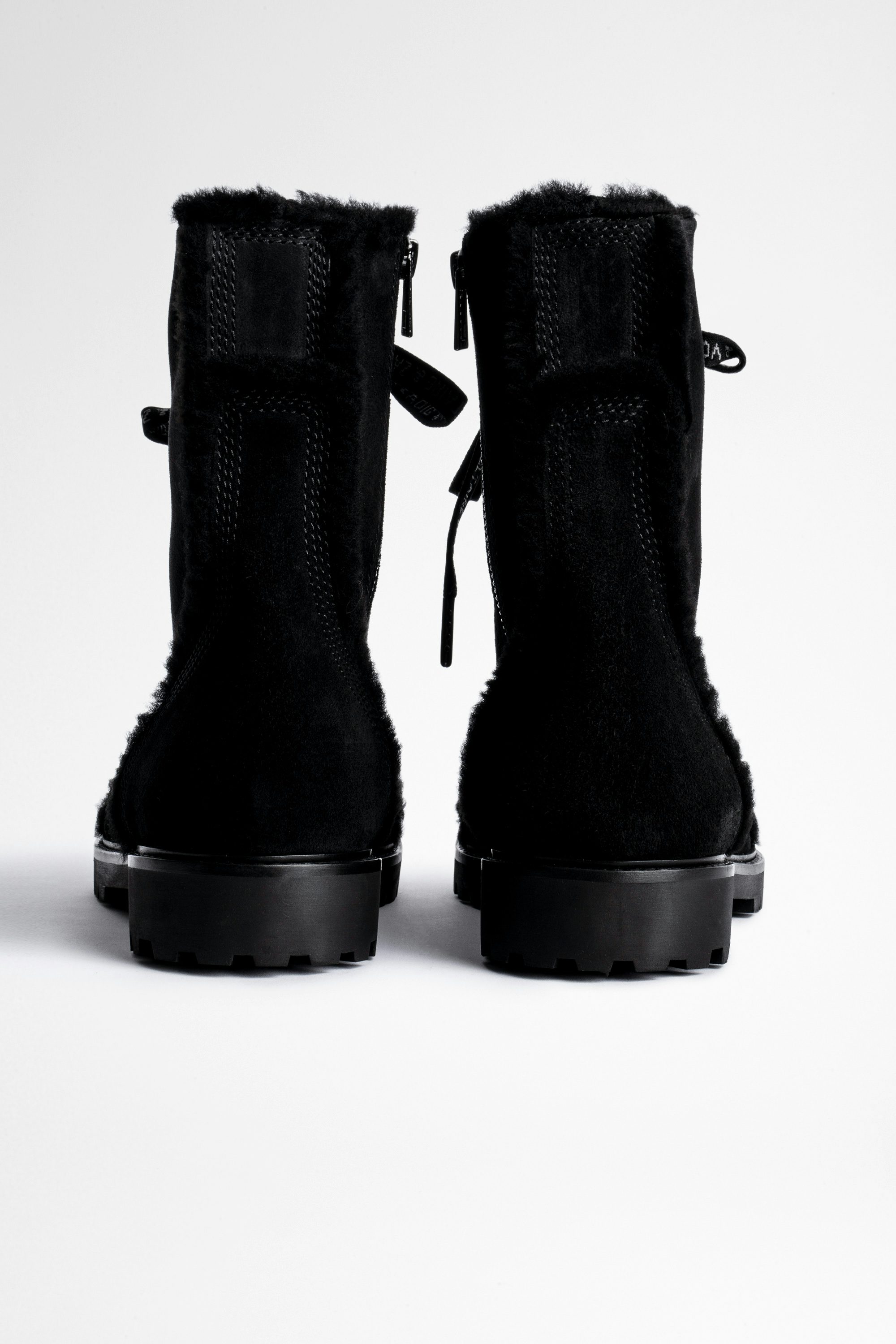 Bottines Joe - Bottines fourrée en cuir noir Femme